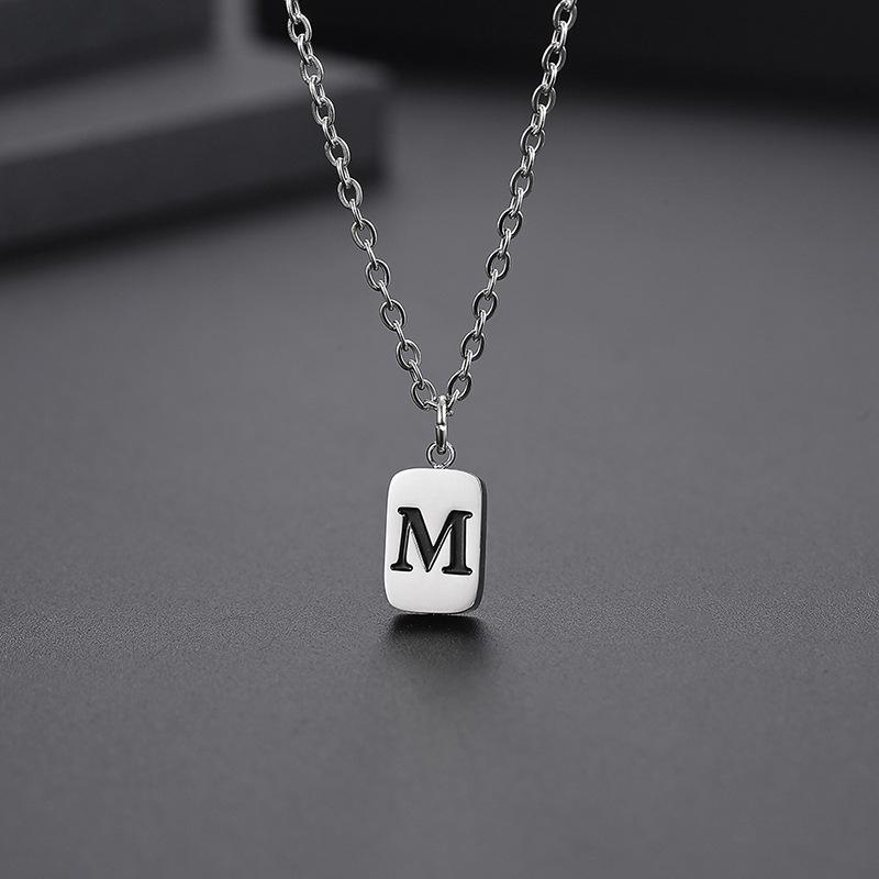 

Подвеска из 26 букв, ожерелье из титановой стали, мужская и женская цепочка на ключицу, цепочка для свитера, одна и та же пара
