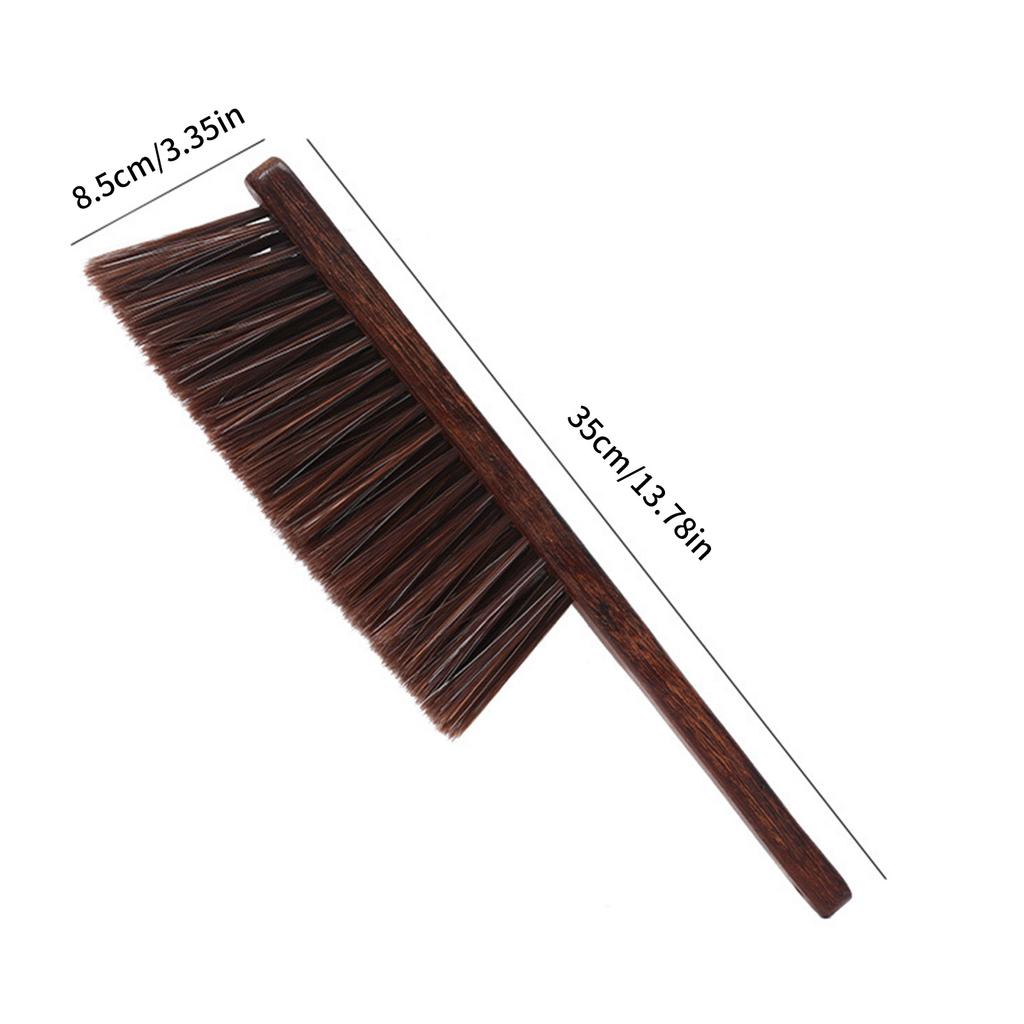 Soft Bristles Hand Broom Natural Wood Handle Gentle Sweeping Tool Dusting Brush For Hardwood Tile Surfaces Cleaning