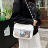 Cute and Versatile Simple Japanese PU Two Dimensional Transparent One Shoulder Crossbody Bag Female Soft Girl Bag