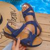 Fashion Hook Loop Platform Sandals Women Summer Fahsion Cross Strap Wedge Sandals Woman 2025 Light Med Heels Non-Slip Beach Sandalias