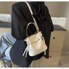 Compact Handbag In Soft Silver Leather For Women Ballet Style Bucket Bag With Bow Elegant Crossbody Bag New Fashion