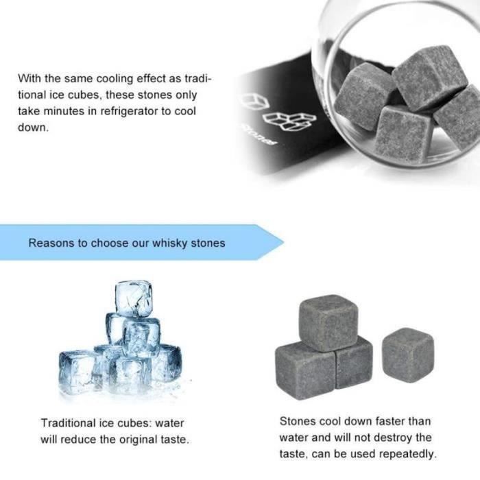 Hochwertige Whisky-Steine Getränkekühler Eiswürfel aus Stein 9er-Set, Bestes Geschenk