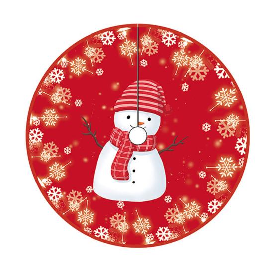 36 Inches Christmas Tree Skirt Red Santa Snowflakes Snowman Reindeer Xmas Tree Skirt Holiday Decor for Home Party