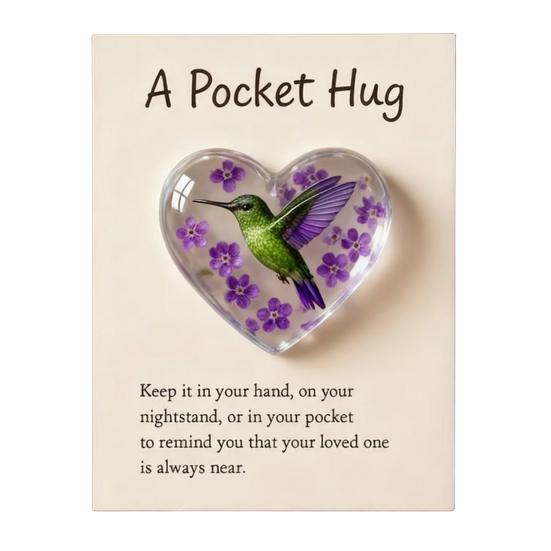 Pocket Hug Hummingbird Mini Pocket Hug Heart Cute Hummingbird Ornament with Encouragement Card Keepsake