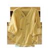Summer 2025 Women’s V-Neck Chinese Embroidery Shirt: Retro, Loose, Slimming Design