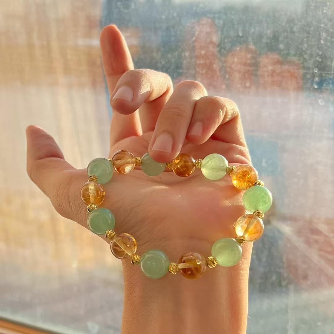 Retro Natural Citrine Dongling Jade Contrasting Color Bracelet Bracelet.