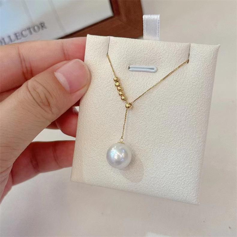 Freshwater Pearl Necklace 10-11mm Perfect Round Edison Pearl Pendant Female Simple Versatile Clavicle Chain 10-11mm