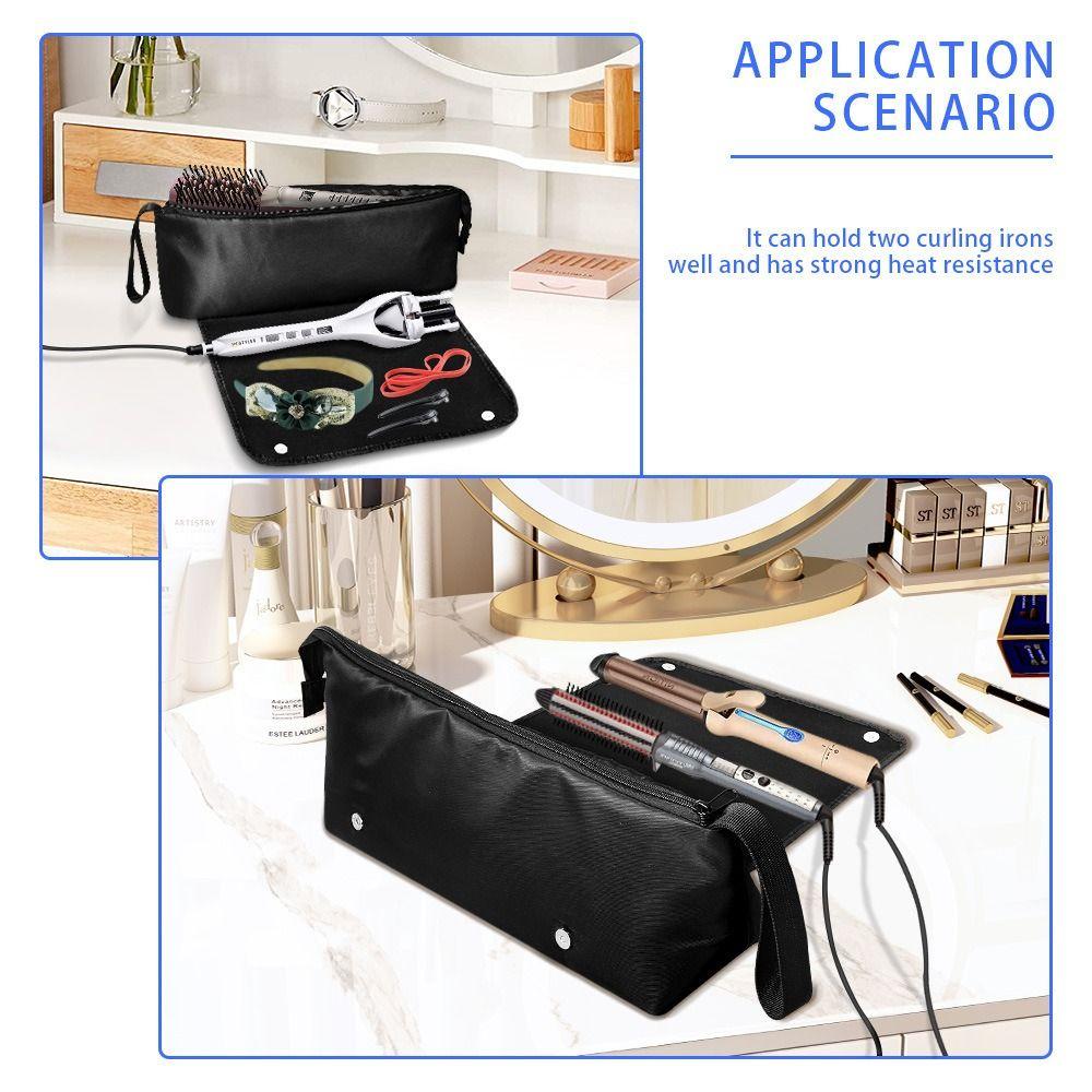 Soft Hair Dryer Storage Bag Foldable Curling Iron Organizer Curling Iron Carrying Case  Travel Use
