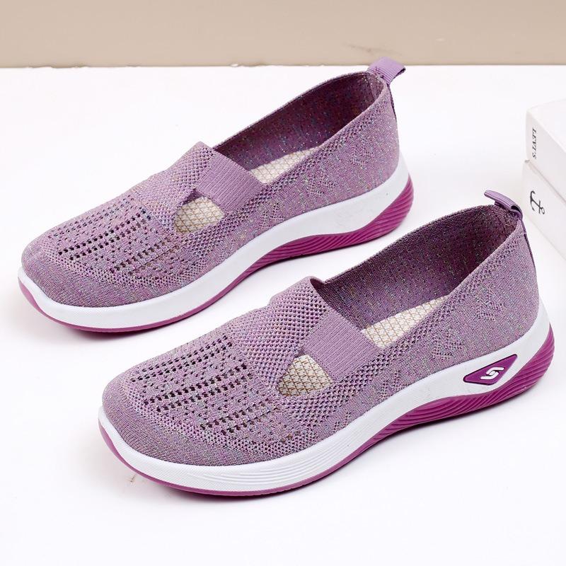 Net shoes women's new shallow mouth shoes soft sole breathable one pedal fly woven breathable women's shoes summer Beijing cloth shoes