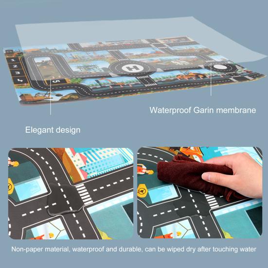 Game Mat Identify Ability Vivid Fabric Urban Construction Engineering Small Map Toy for Kids