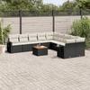 Vidaxl 11-Cz. Garden Lounge Set, Cushions Black Rattan Pe