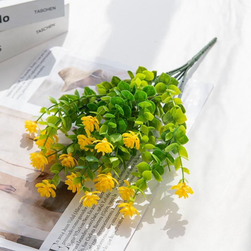 

Artificial Plastic Flowers Fake Eucalyptus Plant For Wedding Arch Wreath Home Ornamental Flowerpot Festival Scrapbook Decoration 1pc жёлтый