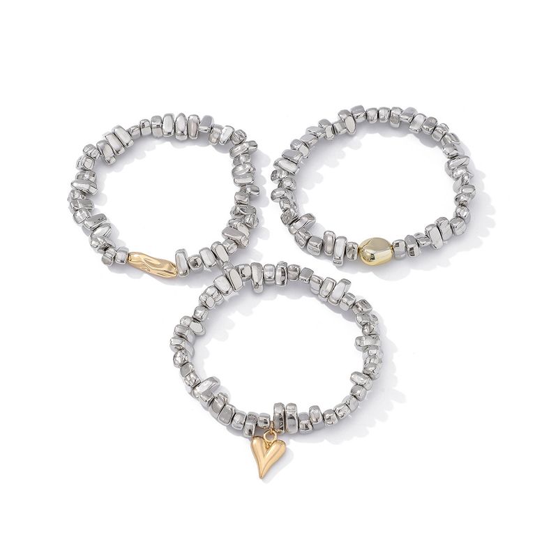 3-Piece Set of Heart-Shaped Ccb Bracelet Set, European and American Trendy Fashion, Unique Design, Niche Internet Celebrity Ins Jewelry