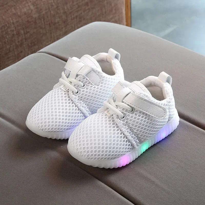 

Zapatillas Children Sneakers for Boys Girls Spring New Led Mesh Casual Shoes Kids Breathable Glowing Up Tennis Sport Shoes 30 inner18cm