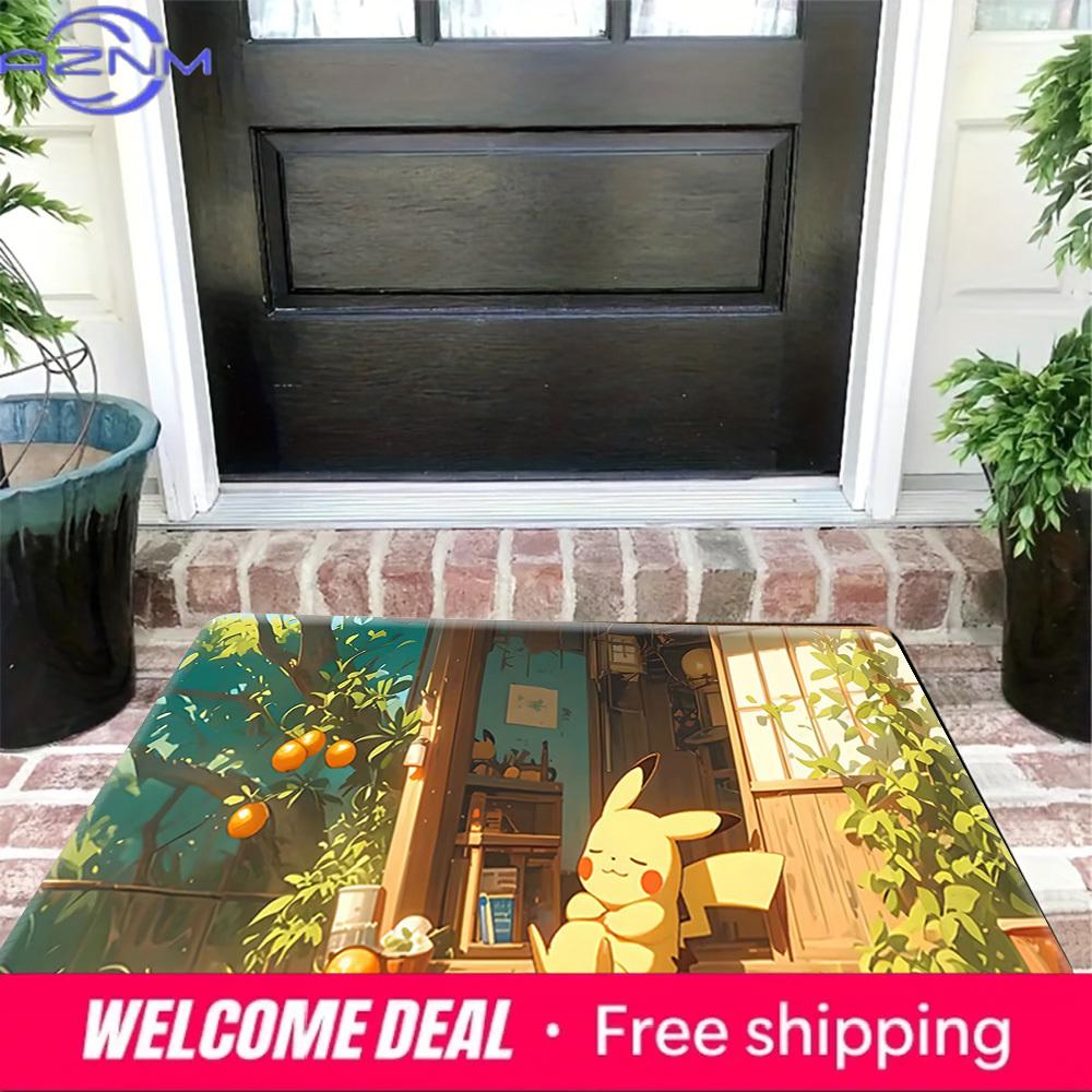 Pokemon Pikachu Cozy Home Print Non-slip Doormat, Soft Absorbent Floor Rug for Home Decor