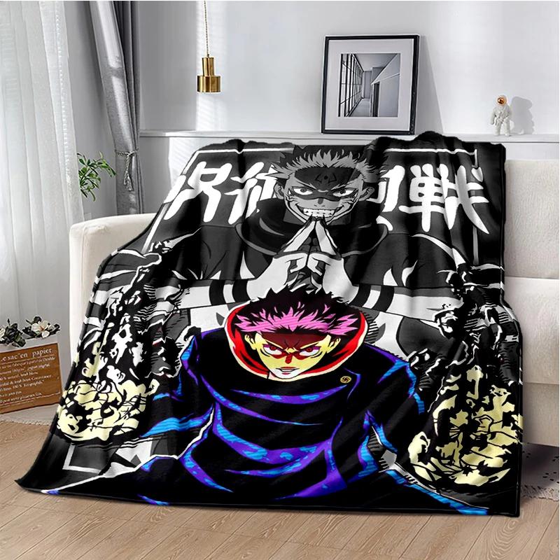 Cartoon Anime Jujutsu Kaisen Throws Blanket Kid Super Soft Blankt for Travel Couch Sofa Picnic Bed Flannel Blanket Birthday Gift