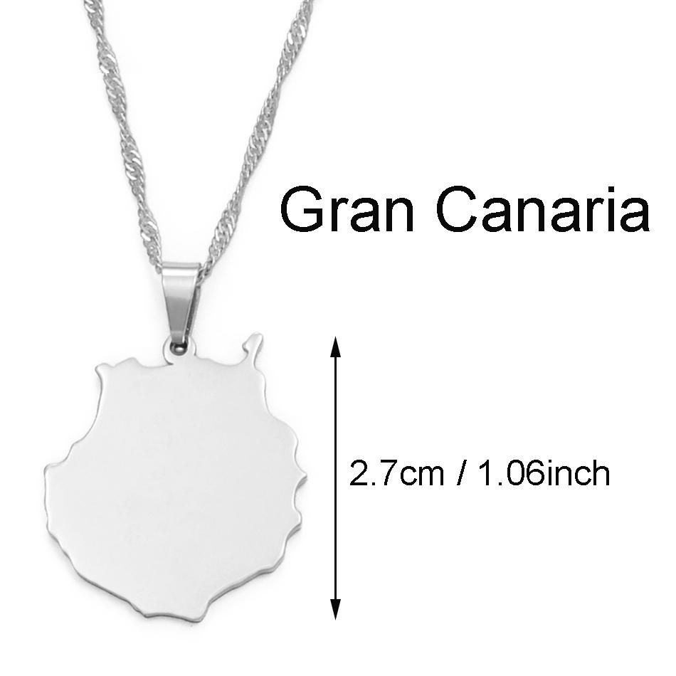 Spanien Kanarische Inseln Teneriffa/Gran Canaria/Fuerteventura/La Palma/Lanzarote Kartenanhänger Halsketten Damen Mädchen Schmuck #120121