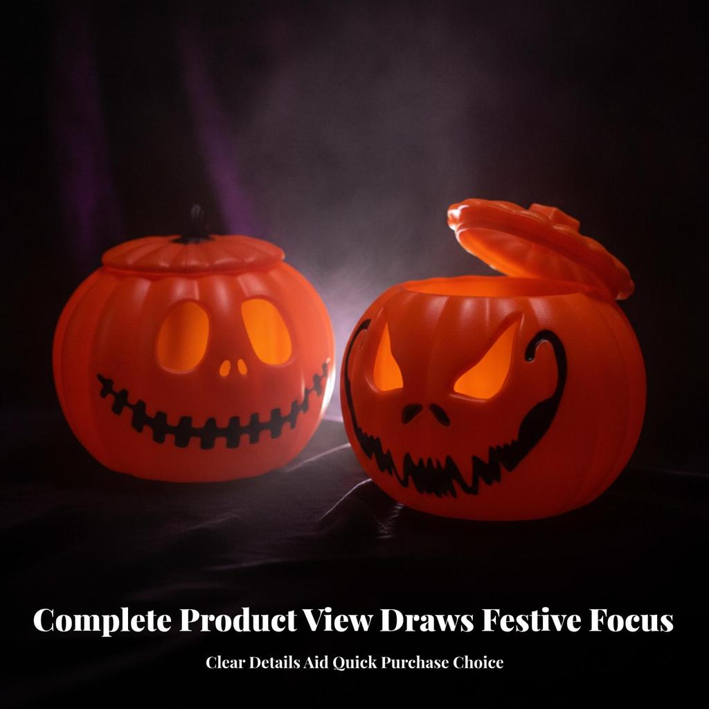 2 Pieces Pumpkin Fog Light TopFill Water Multicolor Lamp Orange