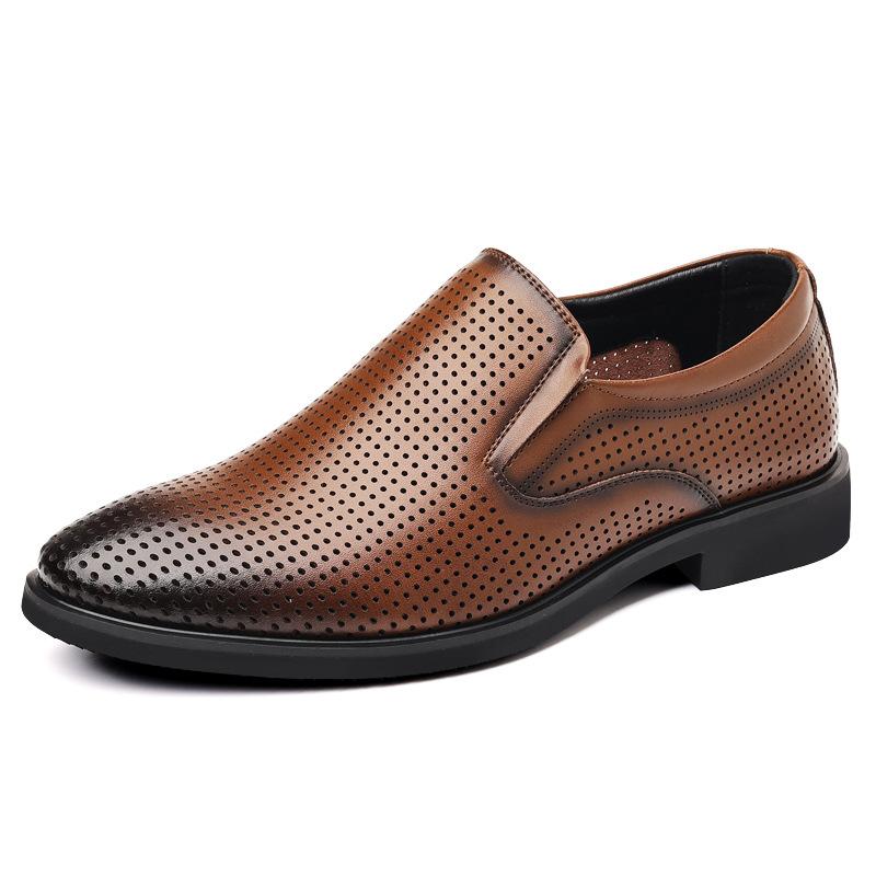 Leather shoes men's 2025 summer pedal breathable sandals business dress men's shoes dad shoes hole shoes