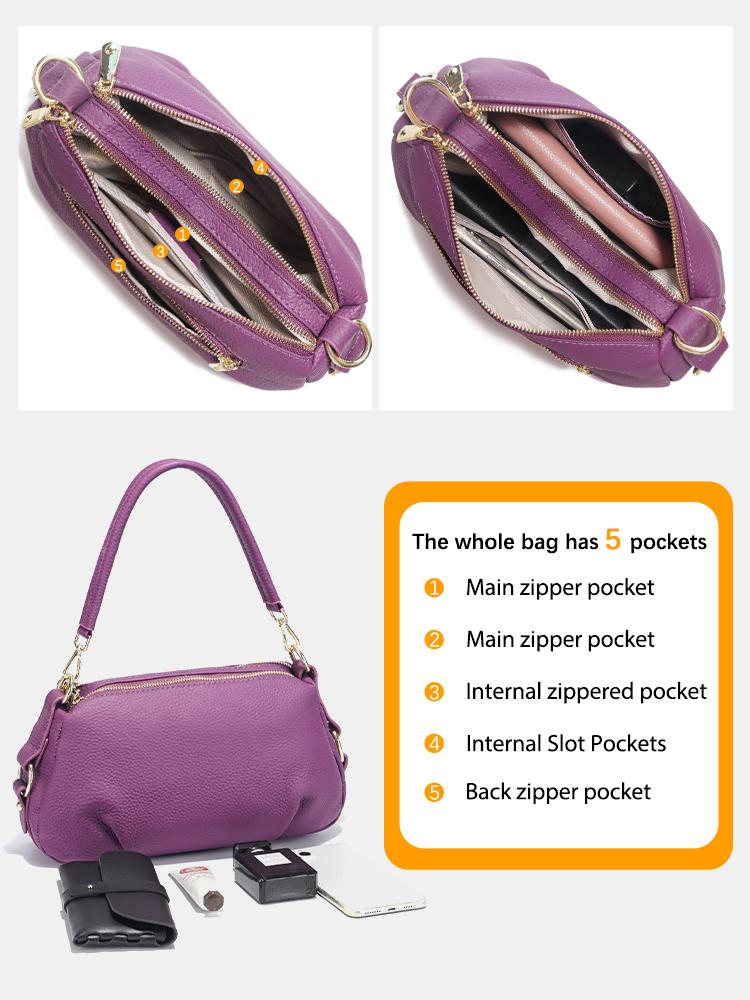 Zency Women's Genuine Leather Bag Charming Pillow Handbag