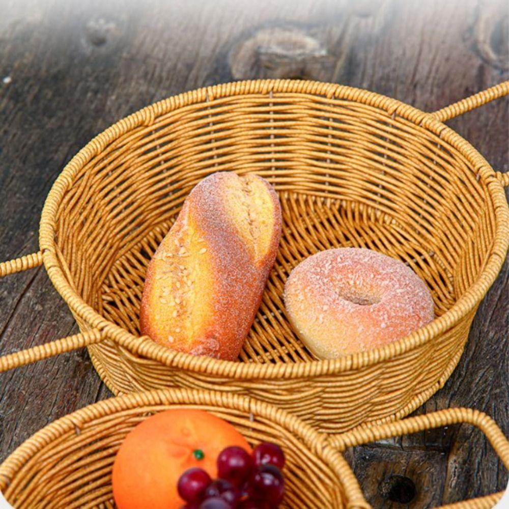 Twardość Rattanowa Taca na Owoce Organizer na Drobiazgi Przenośny Pojemnik do Przechowywania Ręcznie Tkany Koszyk do Przechowywania Chleba