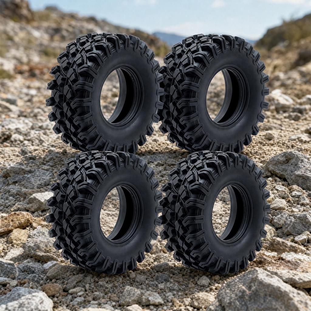 4 Pieces TPE Replacement Tire 1:18 Scale Gravel Pattern RC for Remote Control Car Enthusiasts,