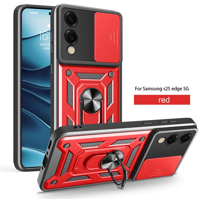 For Samusng S25 Edge 5G Camera Lens Protective Armor Shockproof Magnetic Holder Ring Back Cover For Galaxy S25 Slim Cases