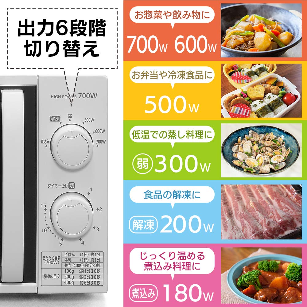 Iris Ohyama Microwave Oven 17L Turntable Single Function 700W 6 Output Levels White [Western Japan/60Hz] IMG-T177-6-W
