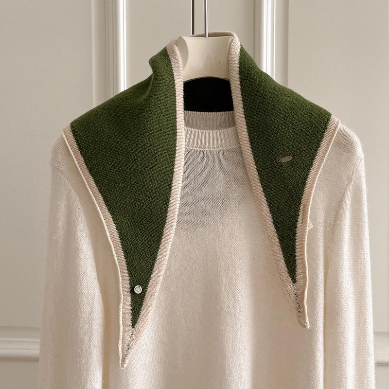 

Knitted Triangular Scarf Women s Neck Protection Small Scarf Versatile and Warm Small Neckerchief Elegant Little Waistcoat 100*30*50cm