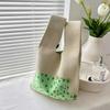 Women'S Knot Wrist Bag Tote Handmade Knitted Bag Portable Mini Striped Bucket Phone Bags Large Capacity Autumn Winter Handbags