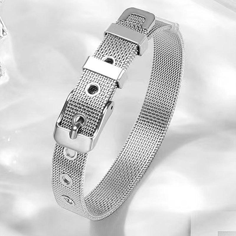 Starry Sky Silver Titanium Steel Bracelet for Women - High-End, Versatile, Full Diamond, Non-Fading Fashion Accessory