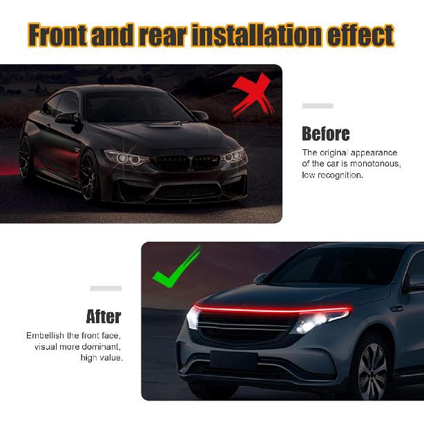 59'' Car Hood Light Strip, Flexible Dynamic Daytime Running Light Strip, Waterproof Auto LED Strip Light With Fuse Protection, Universal Exterior