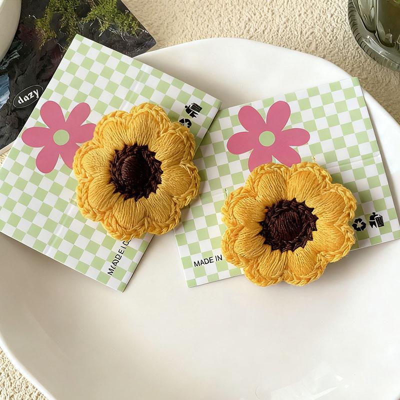 Plush Sunflower Hair Clips for Girls - Cute Cartoon Baby Hairpins