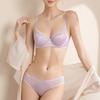 New French Underwear Sexy Pure Desire Thin Satin Splicing Lace Underwear Large Chest Small Large Size Bra