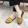 Fashion Big Size Women Slippers Candy Color Slides Woman Shoes Summer Flats Denim Slippers Lace Slide Wrinkle Ladies Shoes Zapatos Mujer