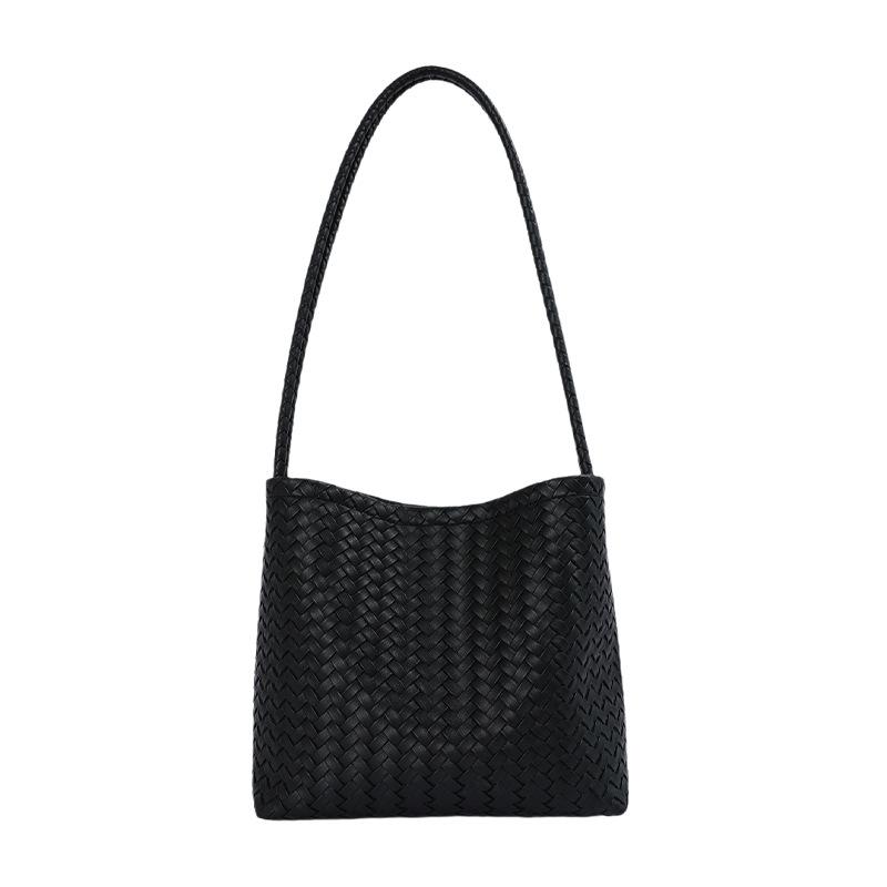 Summer new fashionable retro woven handbag niche high value large capacity shoulder crossbody bucket bag
