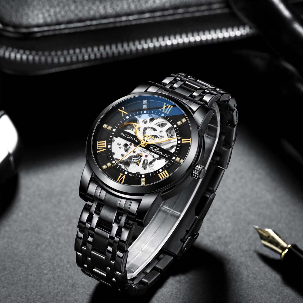 CHENXI Men's Hollow-Out Automatic Mechanical Watch Stylish Business Water Resistant for Daily Use Watches for Man Reloj Hombre
