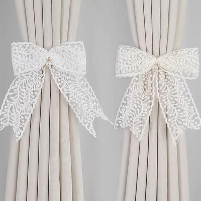 Lace Bow Curtain Straps, Light Luxury French Gauze Curtain Straps, Korean Style Aesthetic Rope Strap Decoration 2cps