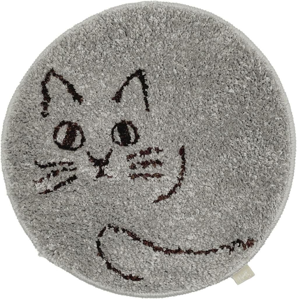 Daikai Nyafunyafu Cat Round Chair Pad Gray 74106 36cm