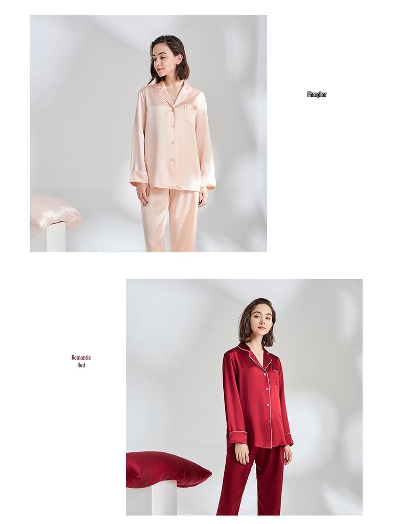 Heavyweight Mulberry Silk Pajama Set: Unisex 22 Momme Long Sleeve, Suitable for Outside Wear