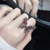 Vintage Punk Metal Black Rose Liquid Butterfly Opening Ring for Women Exaggerated Adjustable Animal Ring Aesthetic Jewelry
