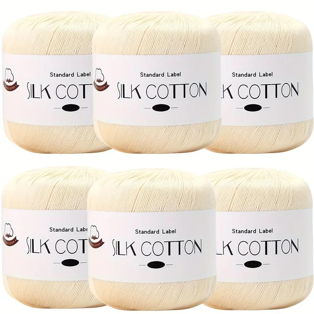 Silk Cotton Yarn - Fine Lace Thread for Crochet, Knitting Sweater,Shawls, Scarves, and DIY Crafts, Soft Durable Yarn 1.76oz/pc