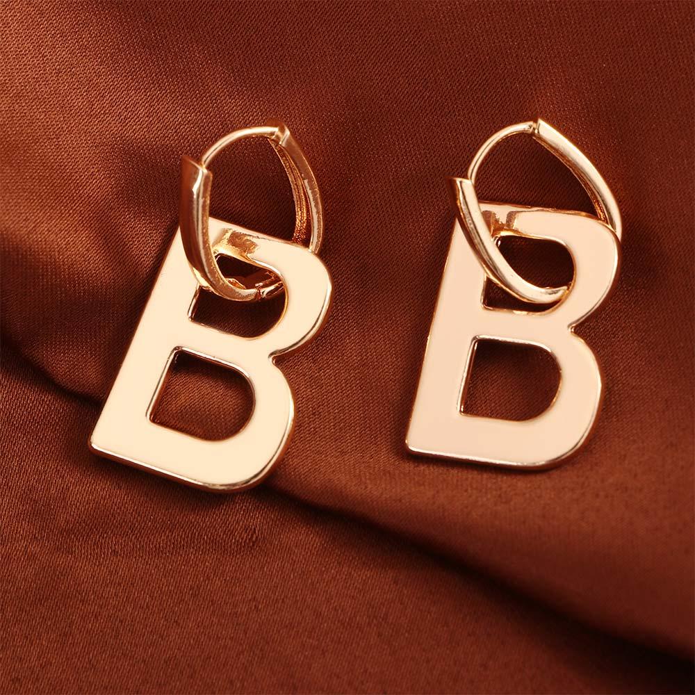 Gifts Party Gold Silver Color Jewelry Hoop Earrings Letter B Design Drop Dangle Earrings Removable