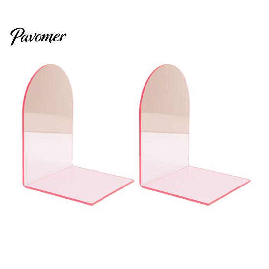 Non Scratch Book Ends for Bookshelves 1 Pair Acrylic Bookends, Clear Holders Shelves, Decorative Arch Home Library Storage Supplies Stopper, Bookshelf