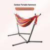 Double Horn Outdoor Camping Canvas Hammock with Iron Frame Stand
