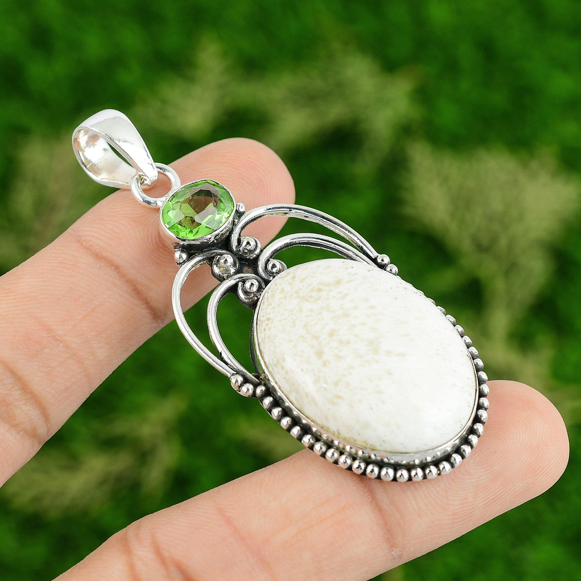 

Кулон из сколецита, кулон с перидотом, кулон из серебра 925 пробы, кулон ручной работы, серебряные украшения, подарки для мамы