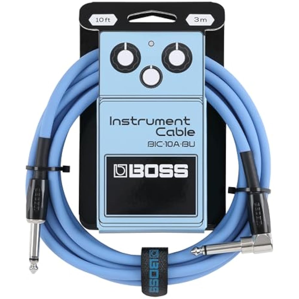 BOSS BOSS Guitar Cable BIC-10A-BU Perfect for Connecting Guitar/Bass To Effectors and Amps, BU Blue