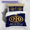 3pcs Custom Name Cartoon Inter Milan Bedding Set Duvet Cover Closure Includes 1 Duvet Cover & 2 Pillowcases for All Seasons Bedroom Decor