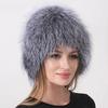 Luxury 100% Fox Fur Hat Women Soft Fluffy Knitted Beanie, Warm Russian Trapper Hat, Winter Fashion