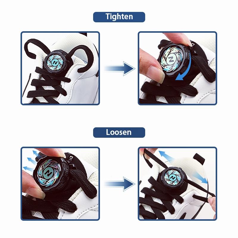 New Automatic No-Tie Shoelaces with Swivel Buckle for Casual Sneakers - Easy Slip-On Flat Shoelaces for Adults and Kids